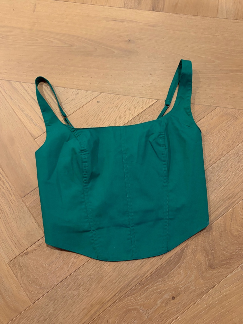 Abercrombie & Fitch Green Corset-Style Adjustable Strap Crop Top